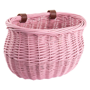 Pink Woven Bike Basket
